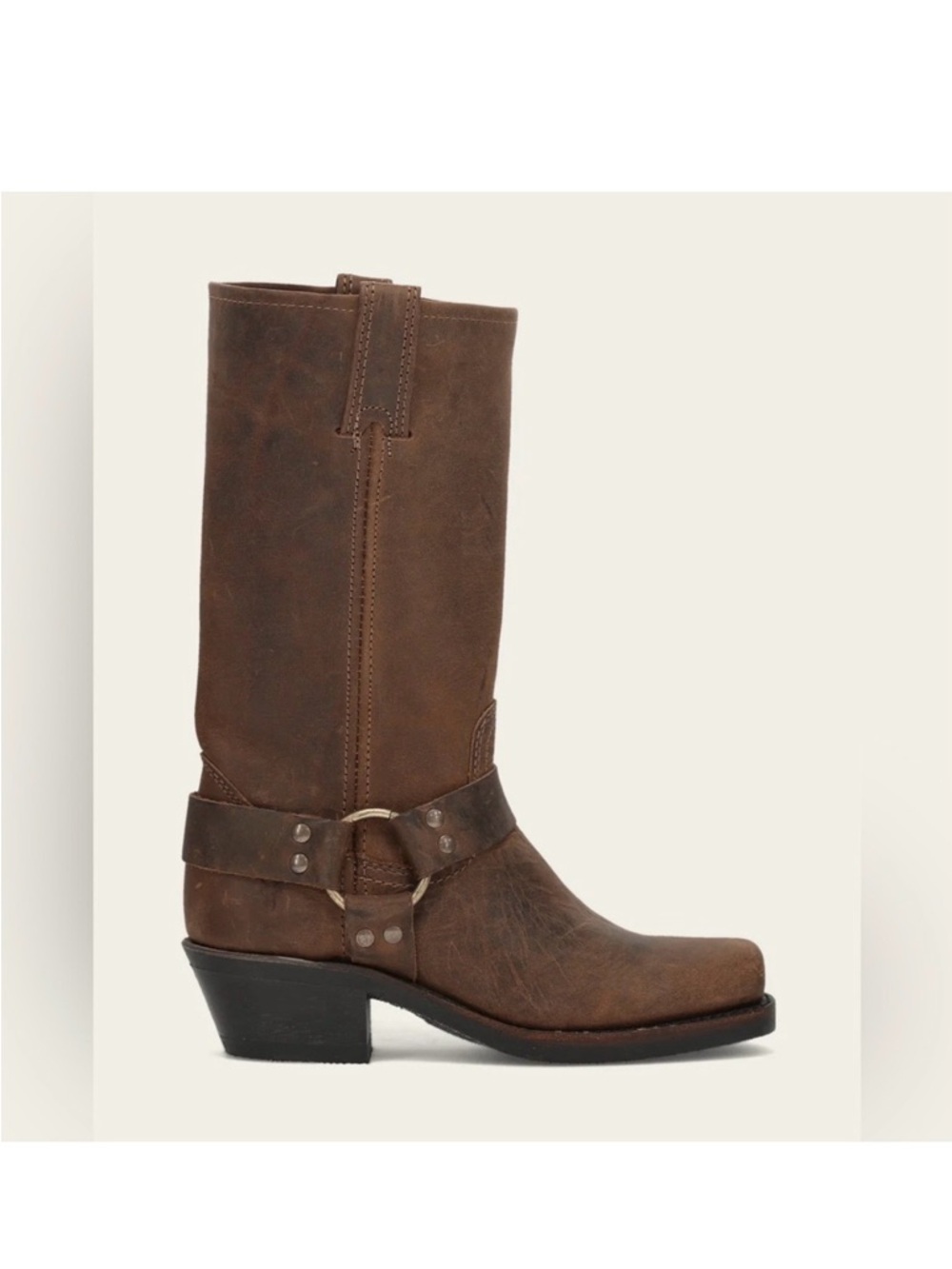 Frye Brown Leather Harness Moto Boots 12R Womens 7
